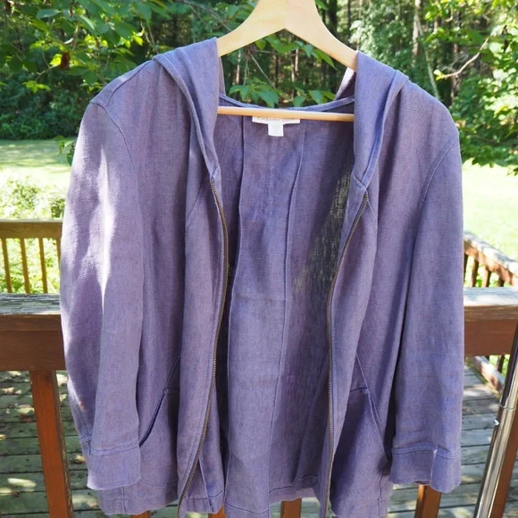 Coldwater Creek Women’s 100% Linen Jacket in Size 14, Purple - Picture 2 of 4